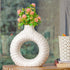 White Ring Textured Ceramic Vase - The Earth Store - Planter